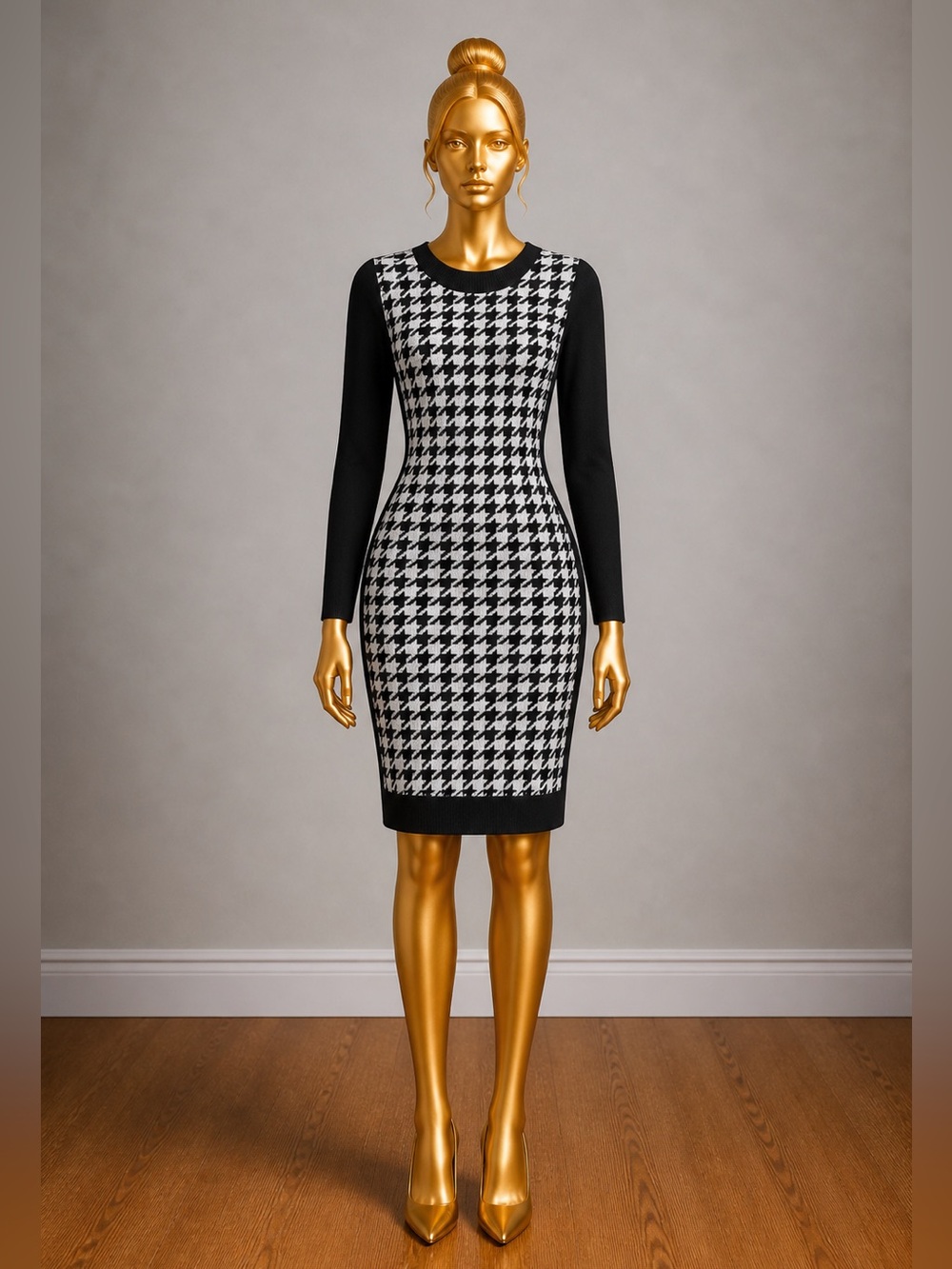 Black and White Houndstooth Dress